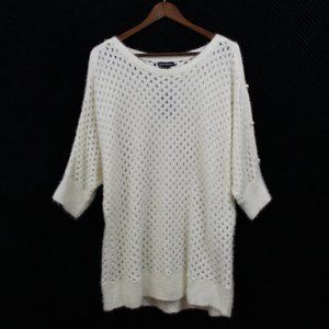 Lauren Michelle Off White Diamond Cut Sweater